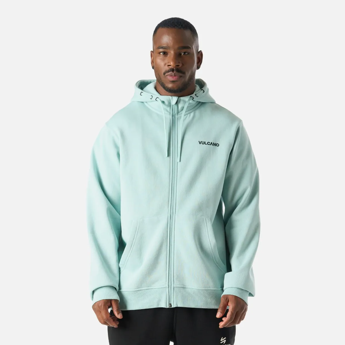 VULCANO - Polerón Hombre Cool Down Full Zip Sweatshirt Hoody Jade Vulcano