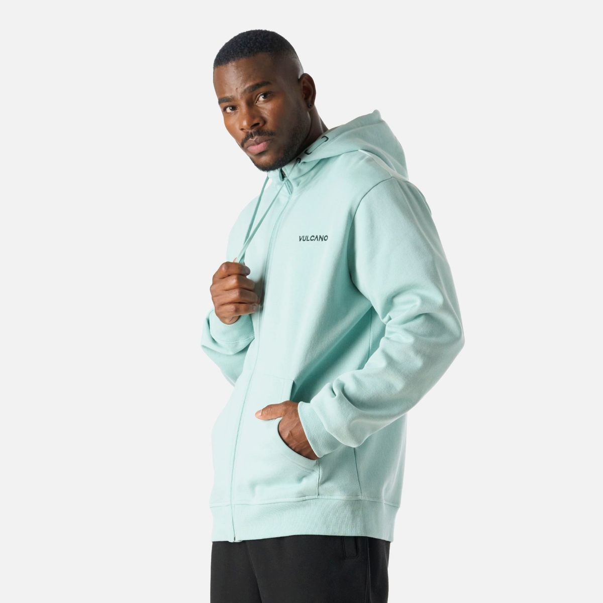 VULCANO - Polerón Hombre Cool Down Full Zip Sweatshirt Hoody Jade Vulcano