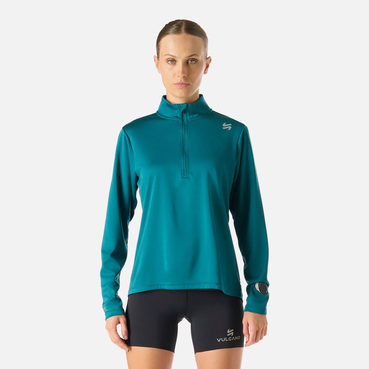 VULCANO - Polerón Mujer Built To Move 1/4 Zip Midlayer Petroleo Vulcano