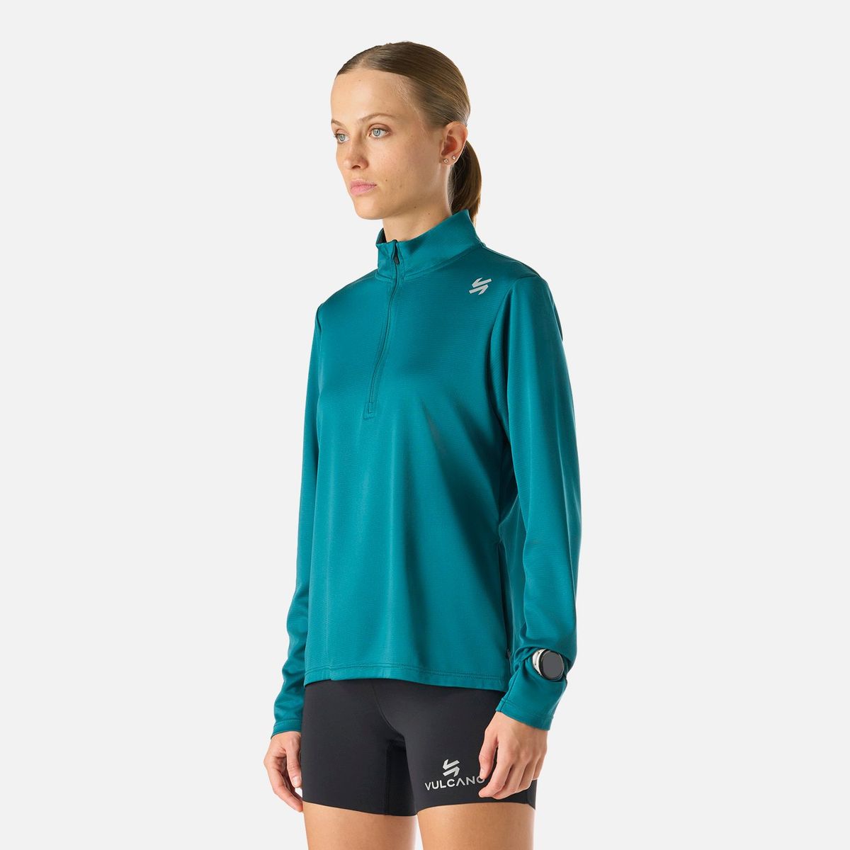 VULCANO - Polerón Mujer Built To Move 1/4 Zip Midlayer Petroleo Vulcano