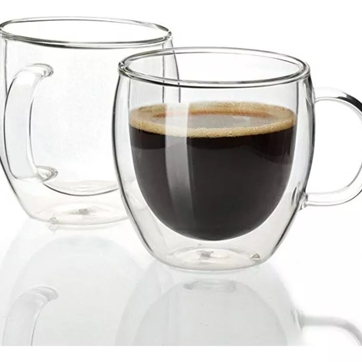 KUANGYE - Pack 2 Tazas De Vidrio Doble Pared Café Té 250 Ml Cappuchino