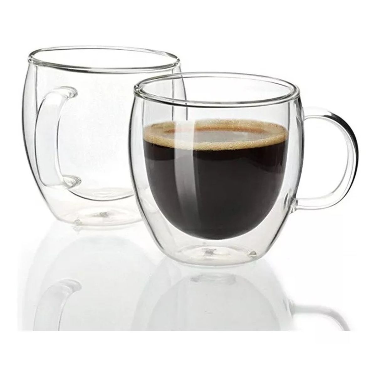 KUANGYE - Pack 2 Tazas De Vidrio Doble Pared Café Té 250 Ml Cappuchino