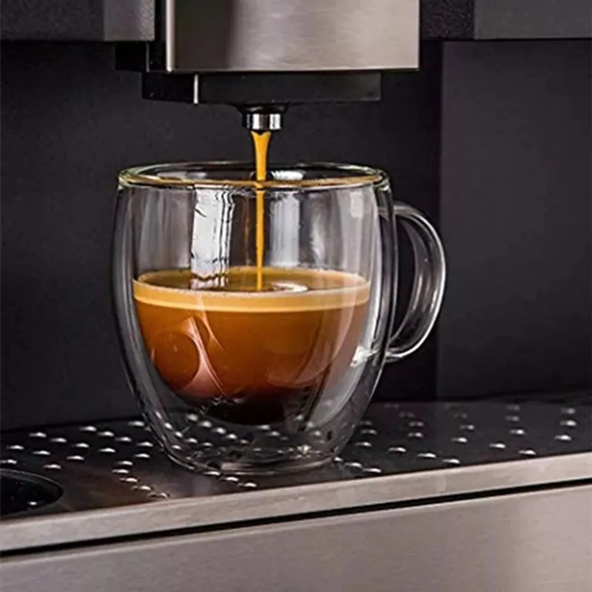 KUANGYE - Pack 2 Tazas De Vidrio Doble Pared Café Té 250 Ml Cappuchino