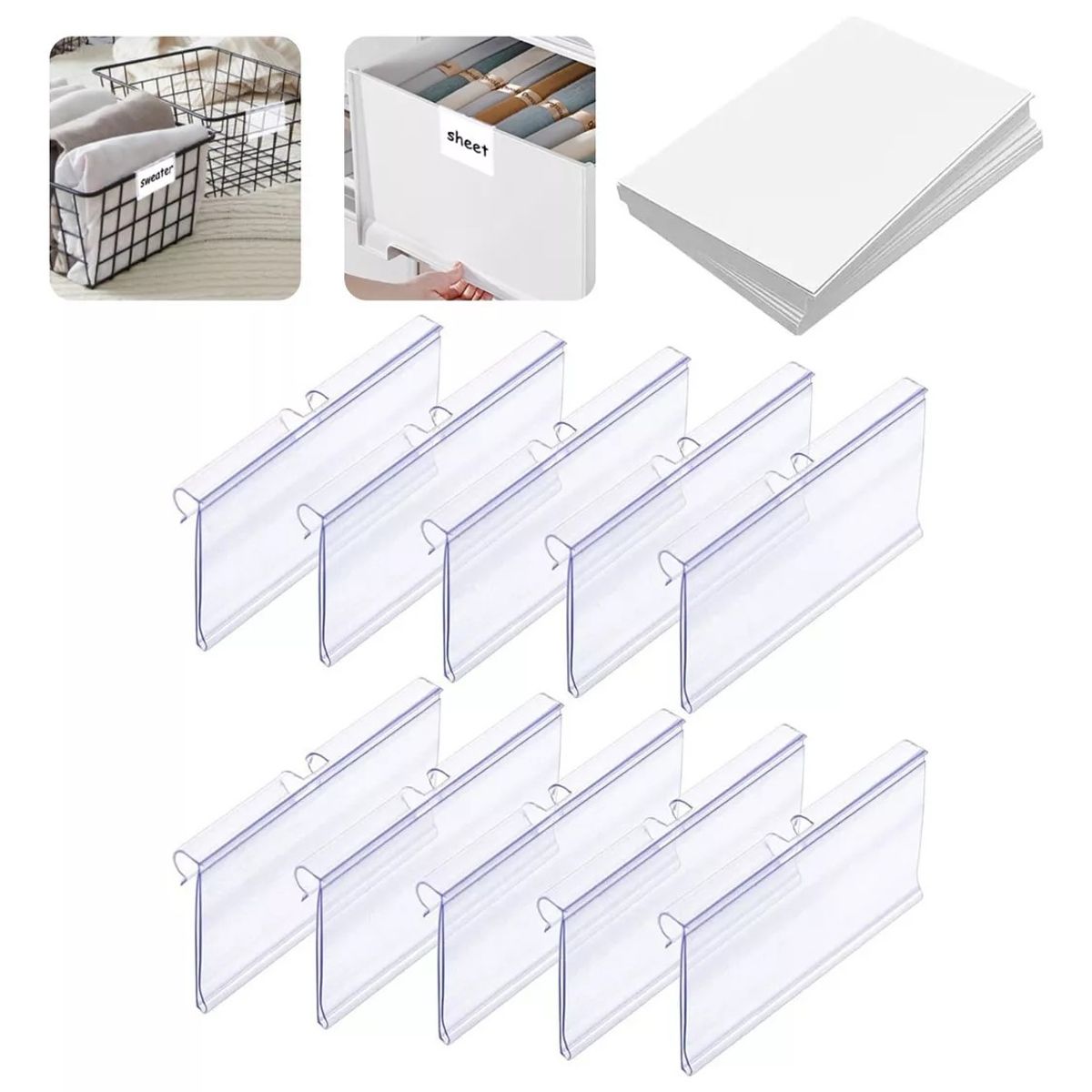 KUANGYE - 100 Blister Porta Precios Plastico P/ Pnel Ranurado +Cartón