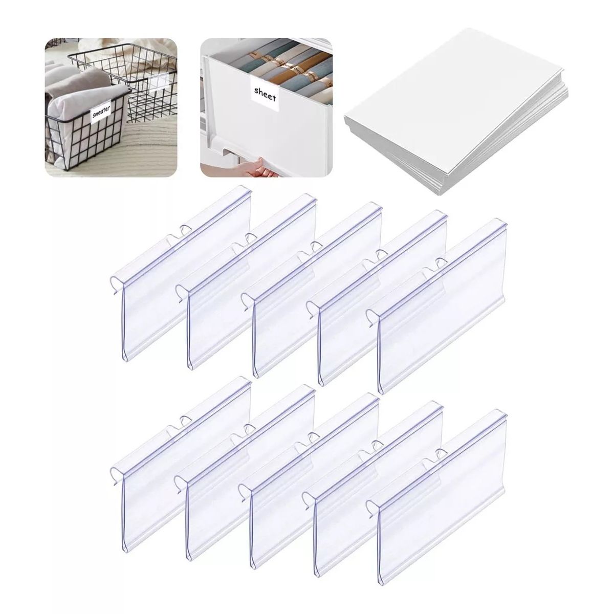 KUANGYE - 100 Blister Porta Precios Plastico P/ Pnel Ranurado +Cartón