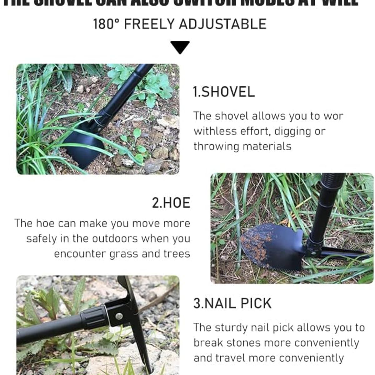 KUANGYE - Pala Retráctil 40 Cms Con Picota