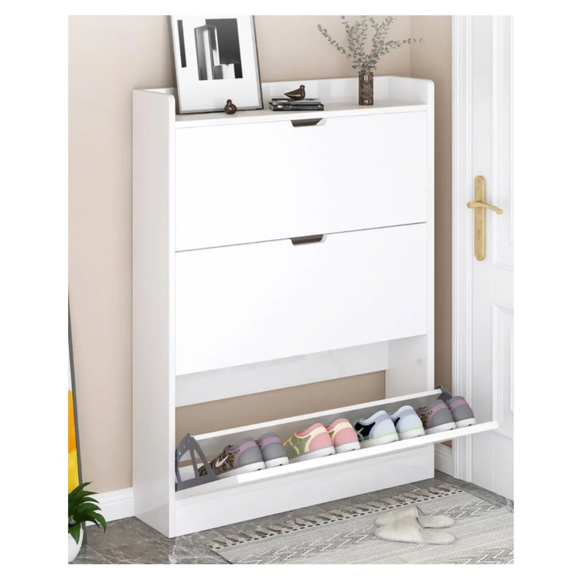 YOMYM - Mueble Zapatero De Cubo Basculante Ultrafino