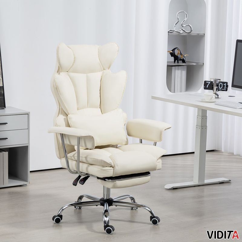 VIDITA - Silla Escritorio Ejecutiva Emilio Premium+ Oficina Ergonomica Pu Beige