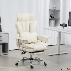 VIDITA - Silla Escritorio Ejecutiva Emilio Premium+ Oficina Ergonomica Pu Beige