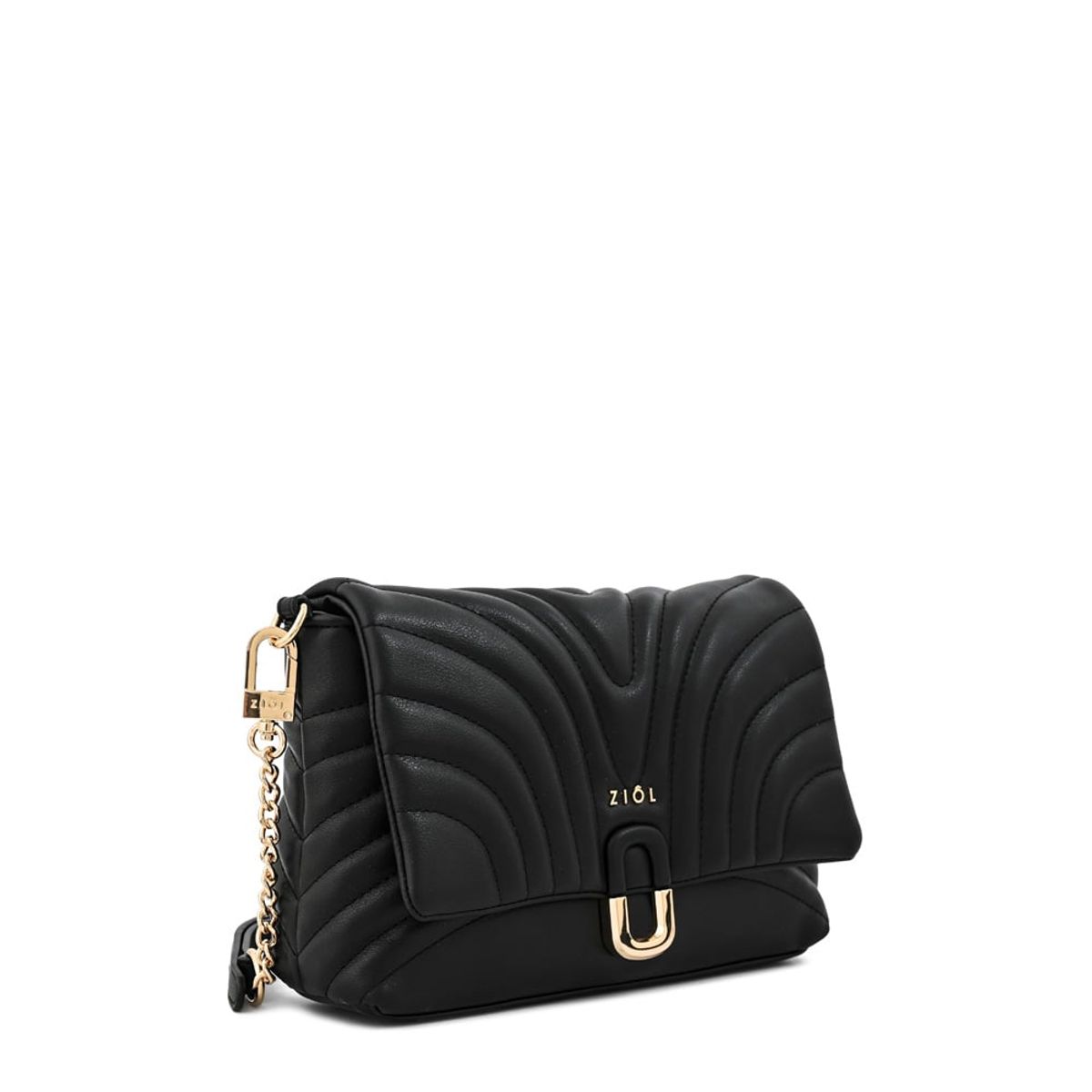 ZIOL - Cartera bandolera con tapa shannon pequeña negro