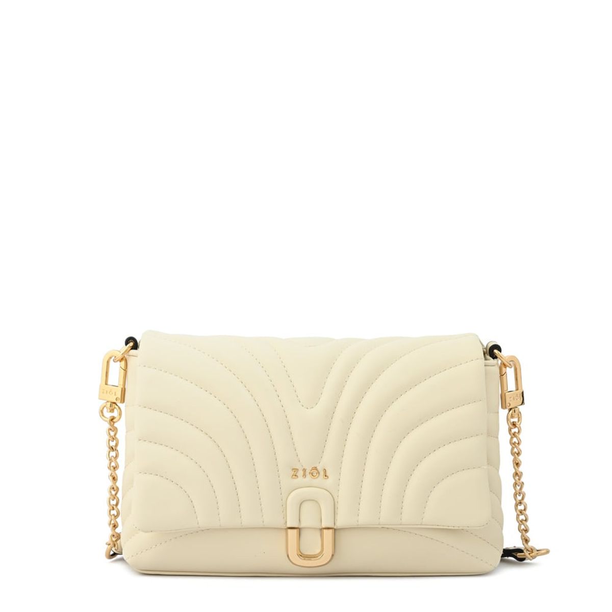 ZIOL - Cartera bandolera con tapa shannon pequeña blanco crudo