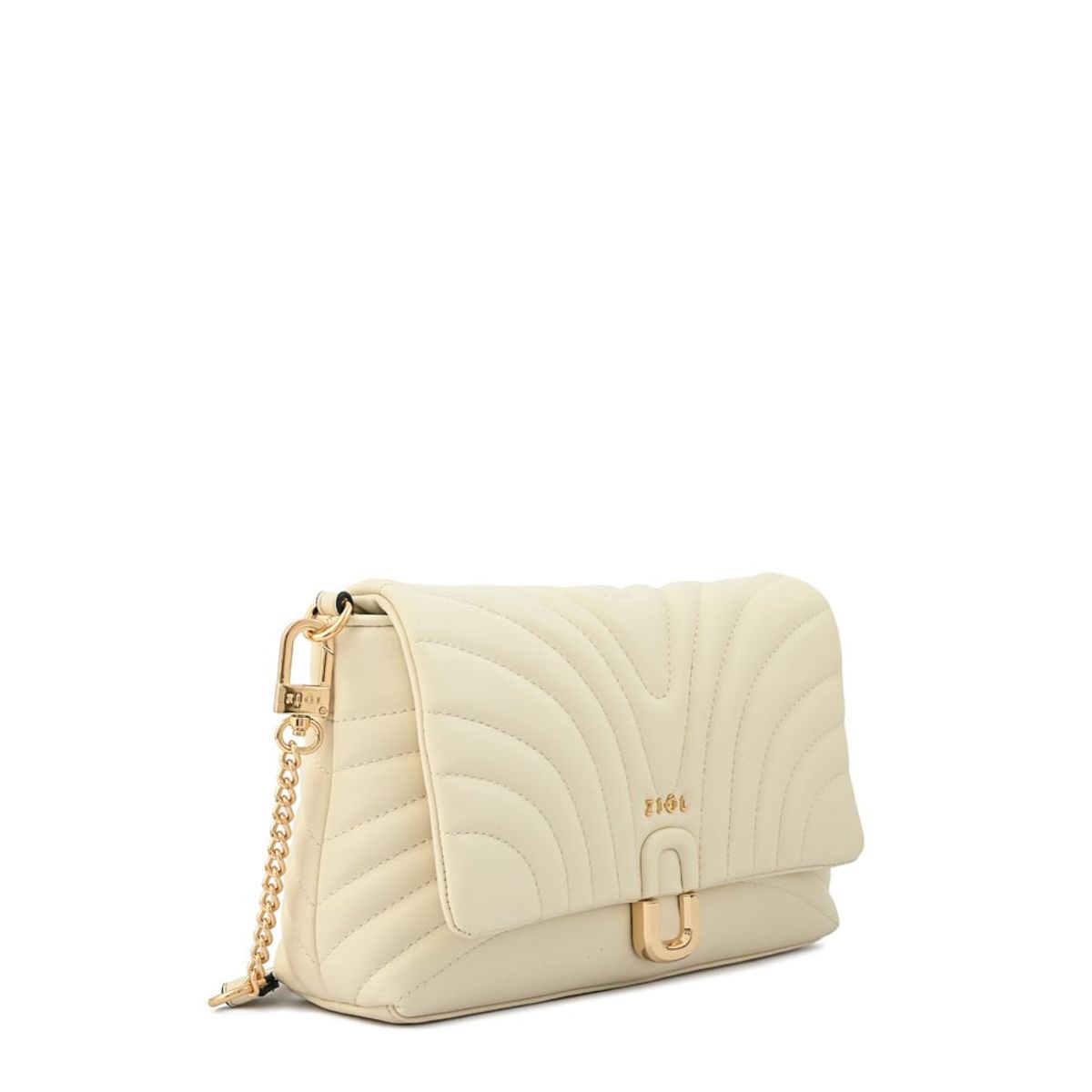 ZIOL - Cartera bandolera con tapa shannon pequeña blanco crudo