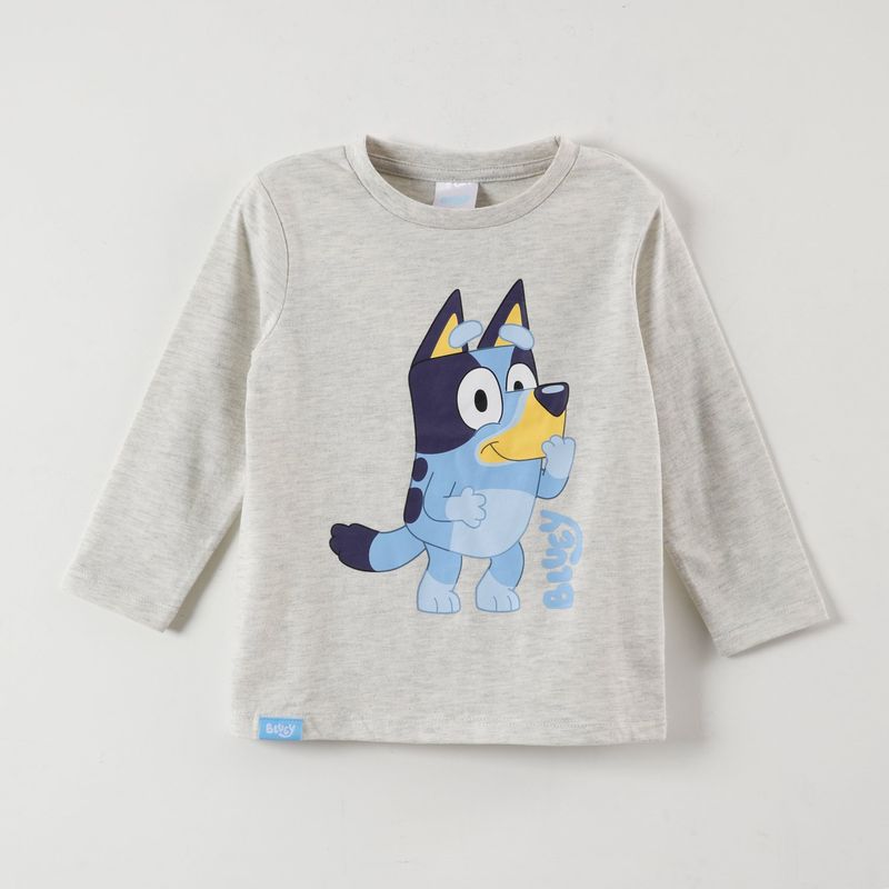 BLUEY - Polera Manga Larga Niño Fun Gris Bluey