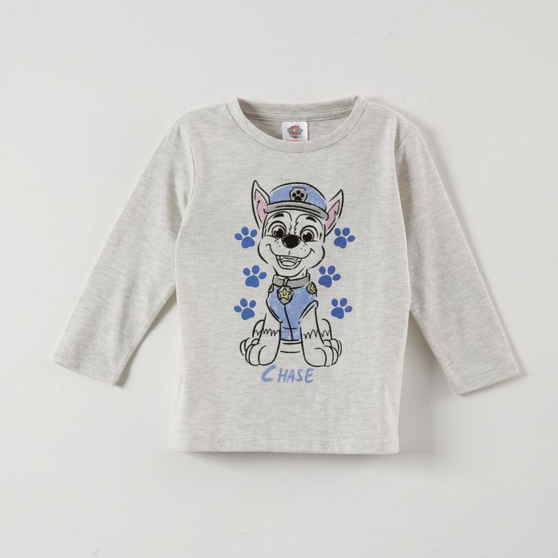 PAW PATROL - Polera Manga Larga Niño Chase Colors Gris Paw Patrol