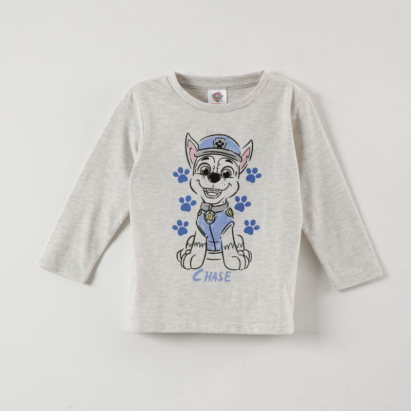 PAW PATROL - Polera Manga Larga Niño Chase Colors Gris Paw Patrol