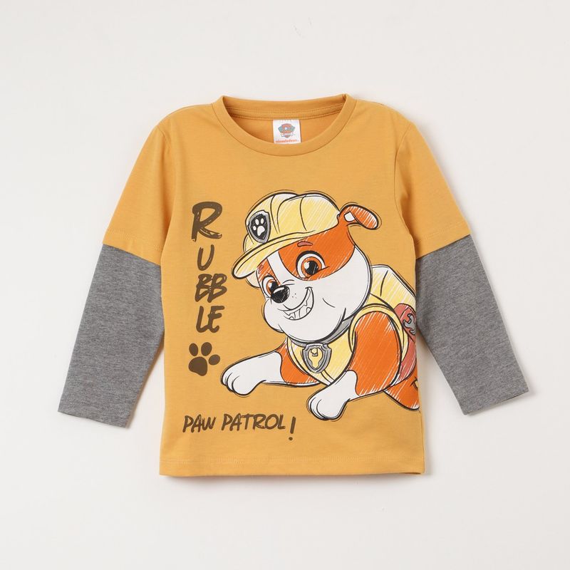 PAW PATROL - Polera Manga Larga Niño Rubble Café Paw Patrol