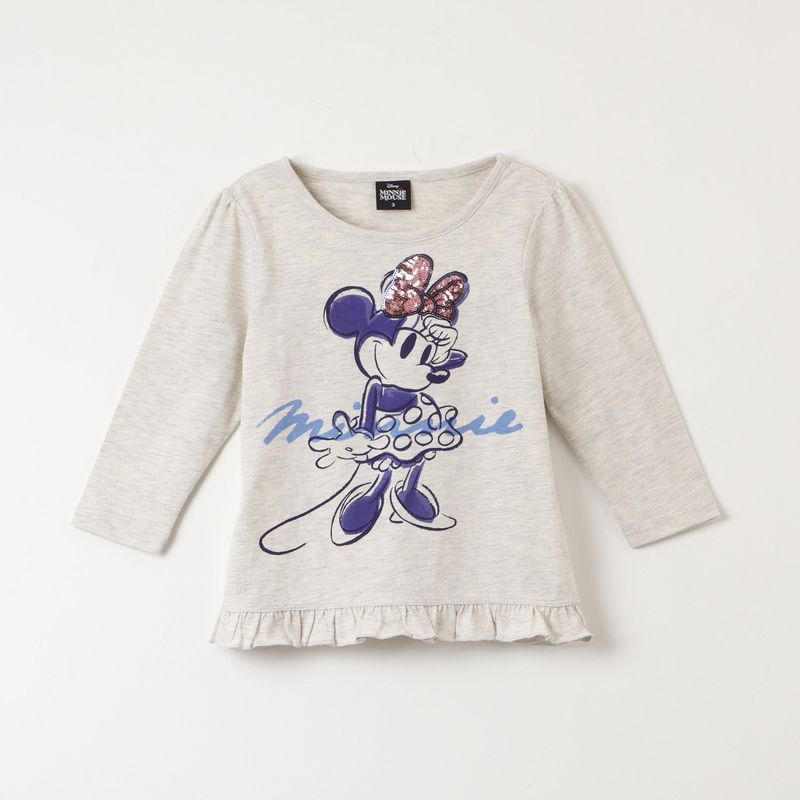 DISNEY - Polera Manga Larga Niña Minnie Smile Gris Disney