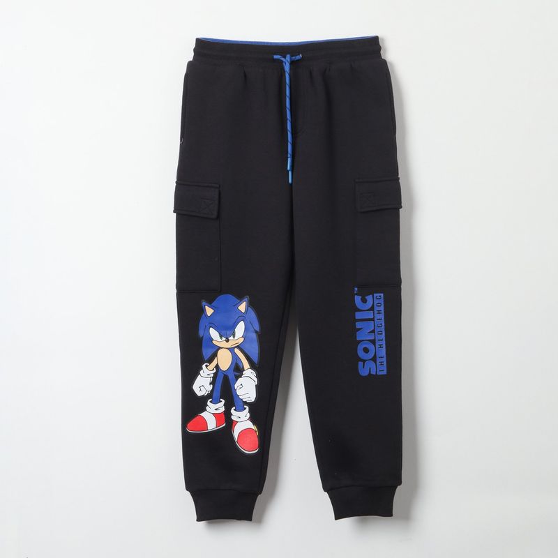 SONIC - Pantalon De Buzo Niño Cargo Negro Sonic