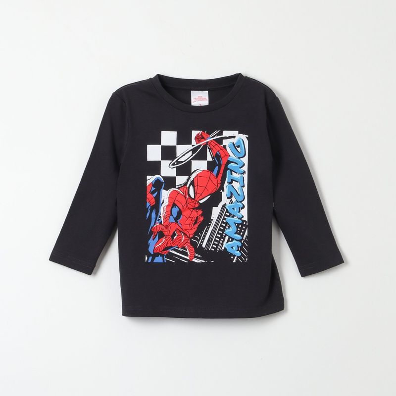 MARVEL - Polera Manga Larga Niño Spiderman Amazing Negro Marvel