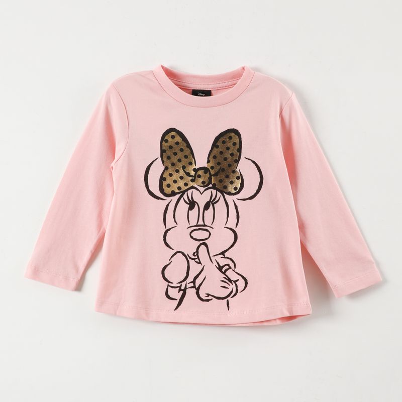 DISNEY - Polera Manga Larga Niña Minnie Glow Rosado Disney
