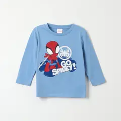 MARVEL - Polera Manga Larga Niño Spidey Go! Celeste