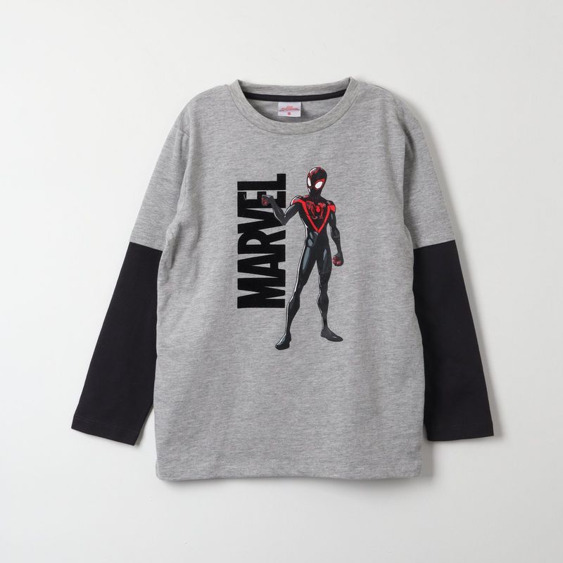 MARVEL - Polera Manga Larga Niño Spiderman Flex Gris Marvel