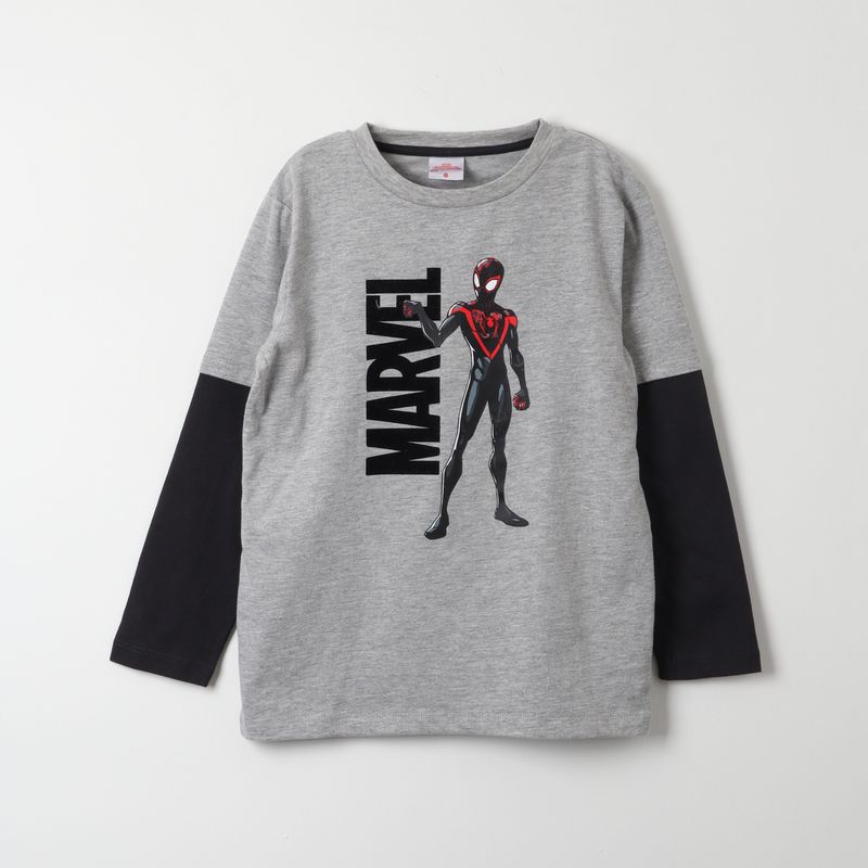MARVEL - Polera Manga Larga Niño Spiderman Flex Gris Marvel