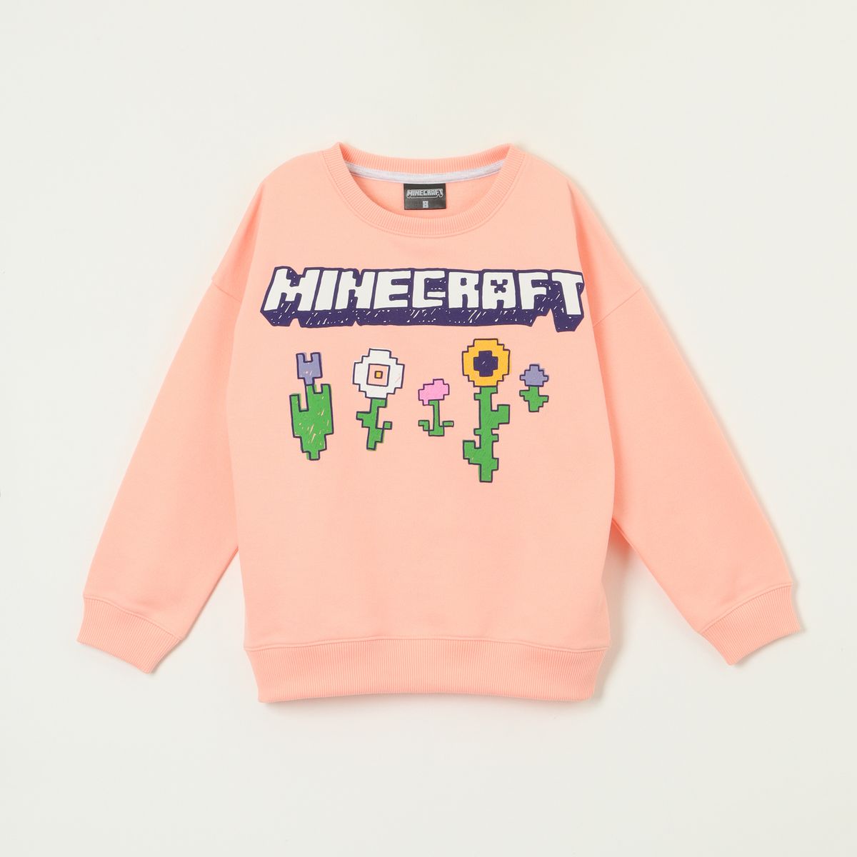 MINECRAFT - Poleron Cerrado Niña Flowers Rosado Minecraft