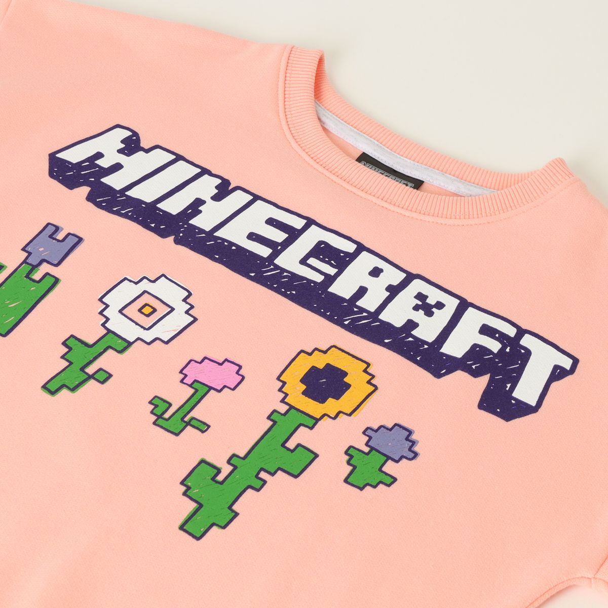 MINECRAFT - Poleron Cerrado Niña Flowers Rosado Minecraft