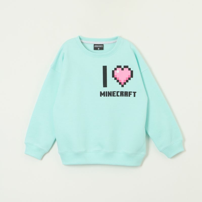 MINECRAFT - Poleron Cerrado Niña I Love M Celeste Minecraft.