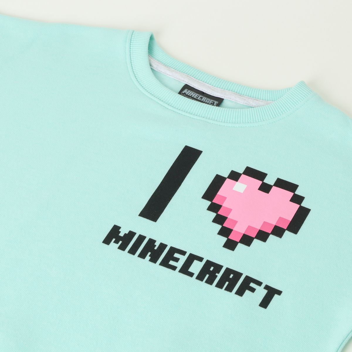 MINECRAFT - Poleron Cerrado Niña I Love M Celeste Minecraft