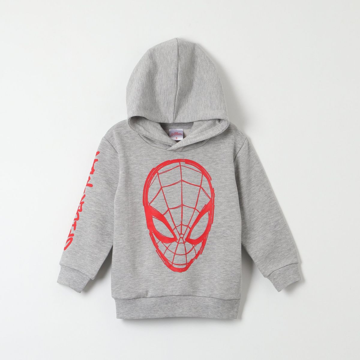 MARVEL - Poleron Cerrado Con Gorro Niño Spiderman Web Gris Marvel