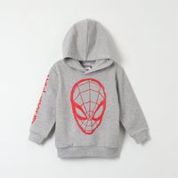 Poleron Cerrado Con Gorro Niño Spiderman Web Gris