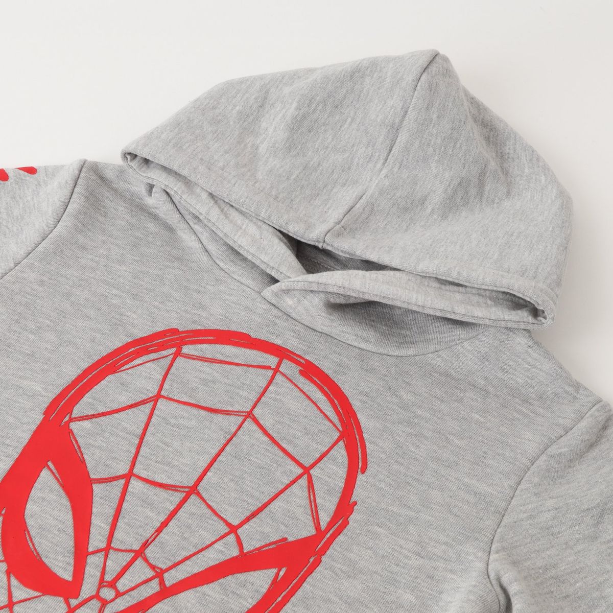 MARVEL - Poleron Cerrado Con Gorro Niño Spiderman Web Gris Marvel