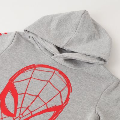 Imagen 2 del producto Poleron Cerrado Con Gorro Niño Spiderman Web Gris