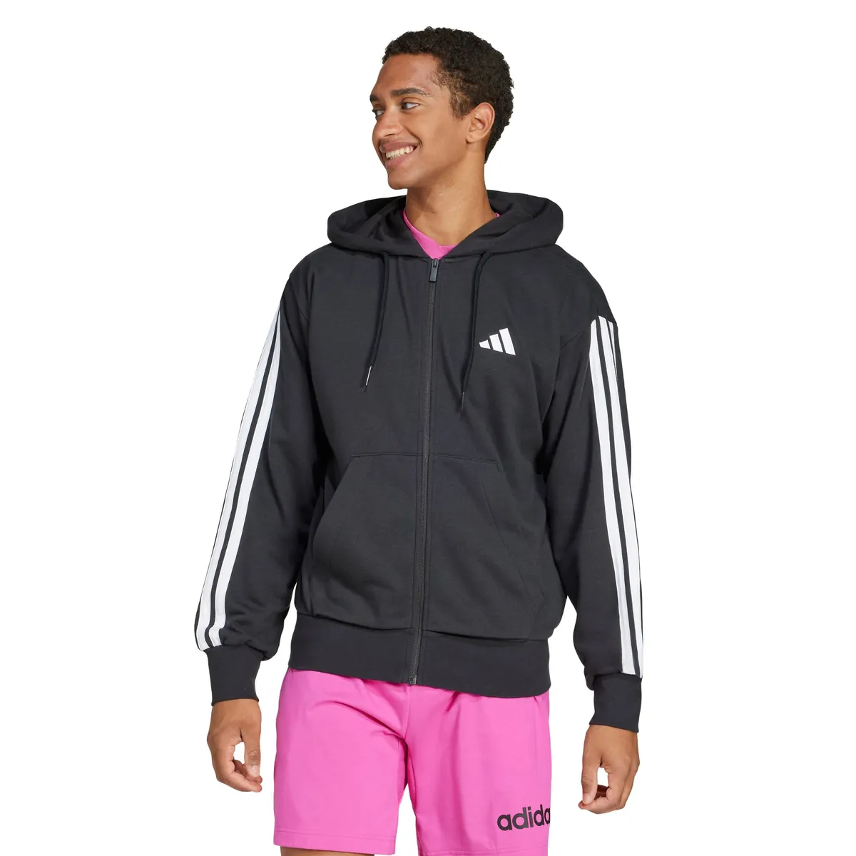 ADIDAS - Polerón con Capucha Essentials 3 Tiras French Terry
