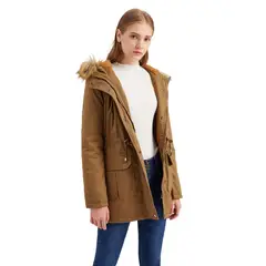 GIOIO - Abrigo Mujer Talla Grande Capucha Peluda Forro Polar Invierno