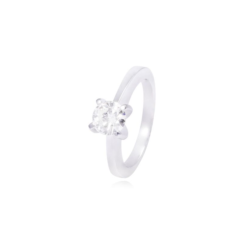 JB JOYAS BARON - Anillo Compromiso Oro Blanco 18kt Diamante Solitario 90pts
