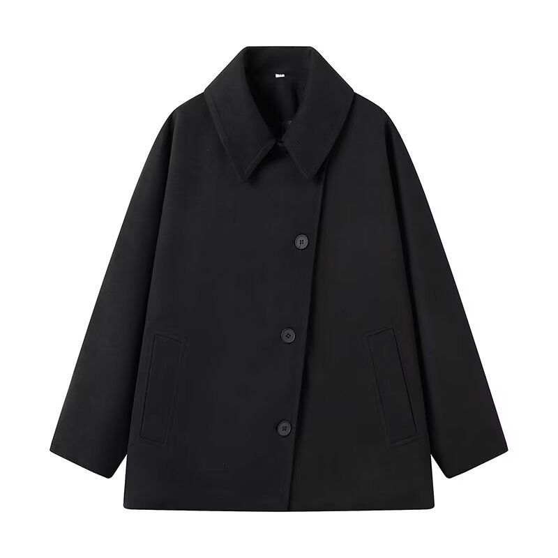 GIOIO - Chaqueta Mujer Peluche Solapa Botón Simple Holgado Invierno