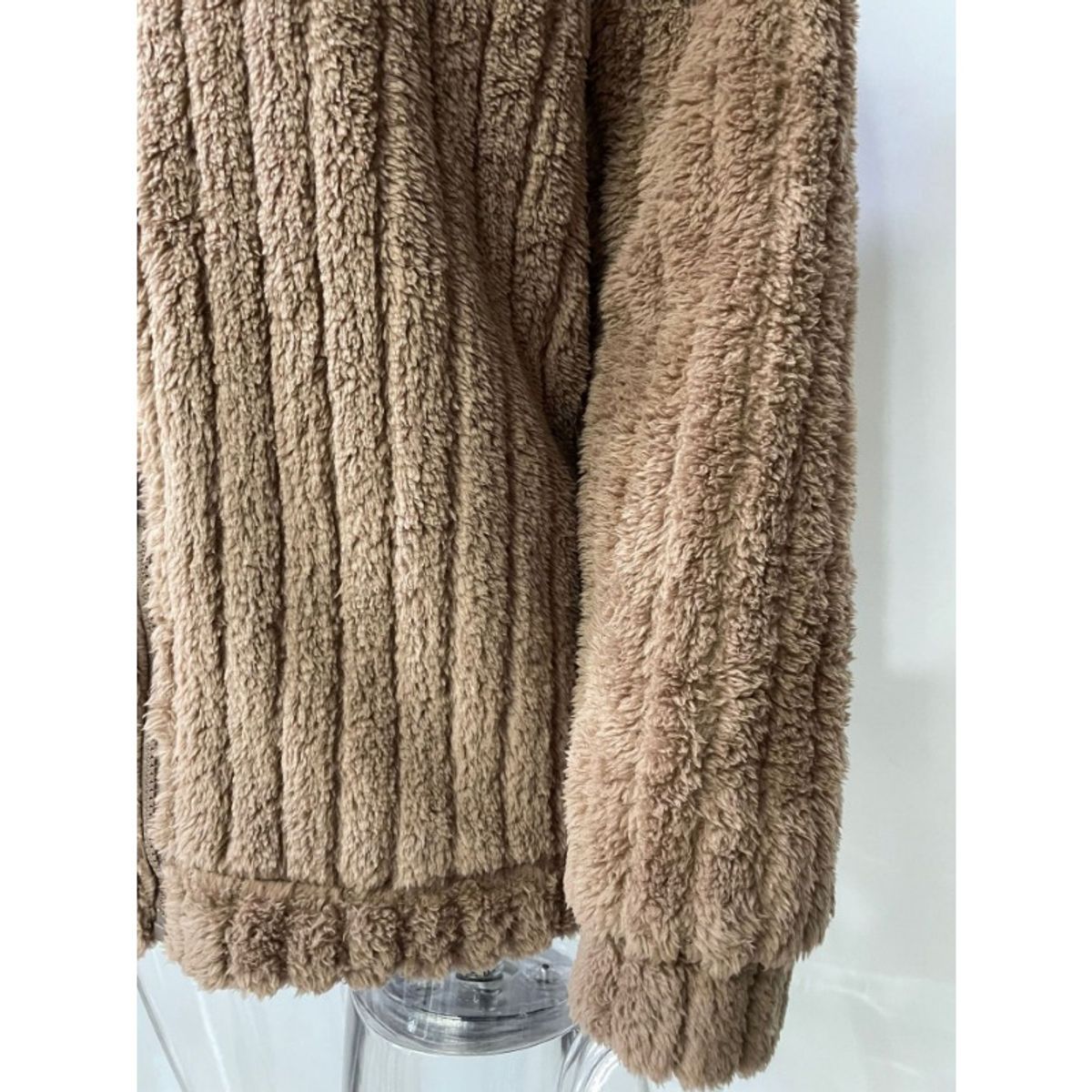 GIOIO - Chaqueta Mujer Manga Larga Cuello Solapa Peluche Lana Doble Cara