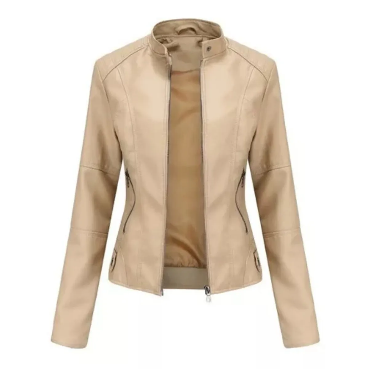 GIOIO - Chaqueta De Cuero Biker Slim Mujer
