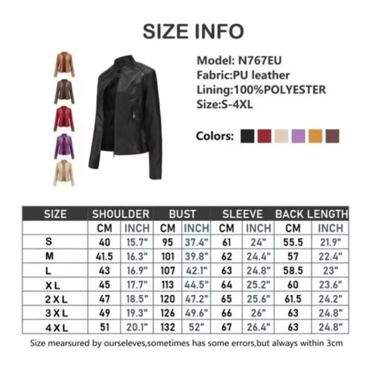 GIOIO - Chaqueta De Cuero Biker Slim Mujer