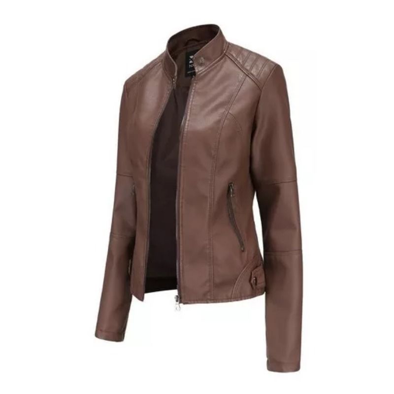 GIOIO - Chaqueta De Cuero Biker Slim Mujer