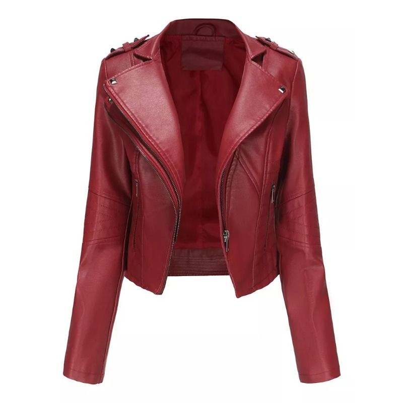 GIOIO - Chaqueta De Cuero Para Mujer Cazadora Cortavientos Para Moto