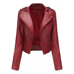 GIOIO - Chaqueta De Cuero Para Mujer Cazadora Cortavientos Para Moto