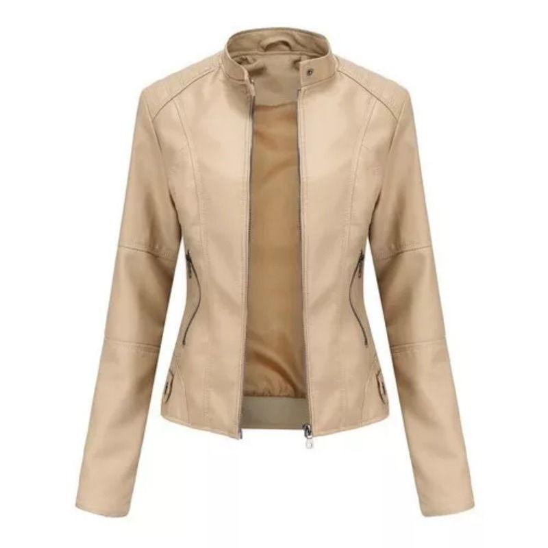 GIOIO - Chaqueta De Cuero Biker Slim Mujer