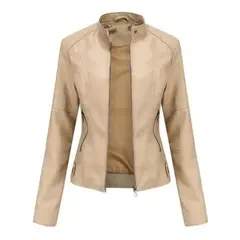 GIOIO - Chaqueta De Cuero Biker Slim Mujer