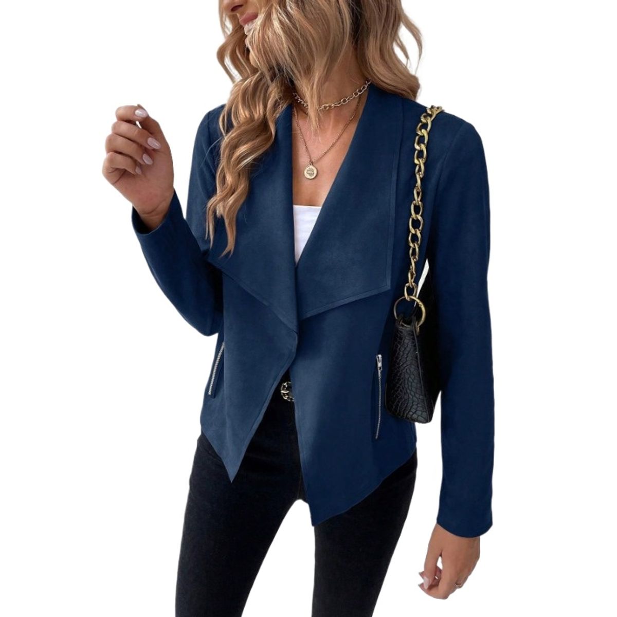 GIOIO - Chaqueta Mujer Piel Corta Estilo Motera Casual