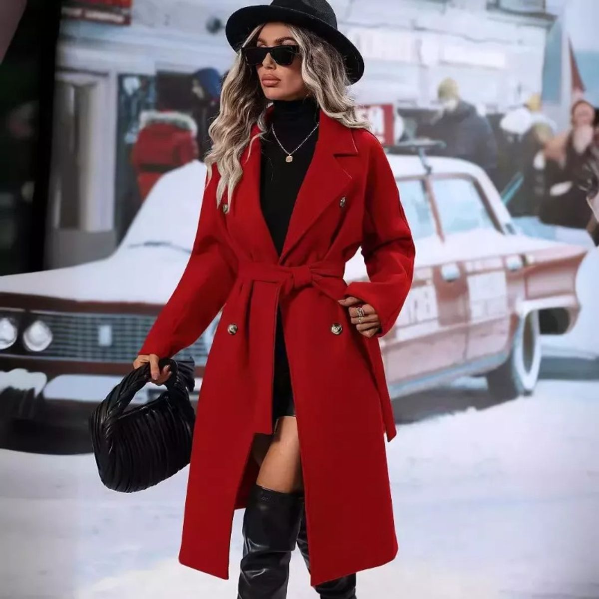 GIOIO - Gabardina Sobre La Rodilla Para Mujer De Alta Calidad