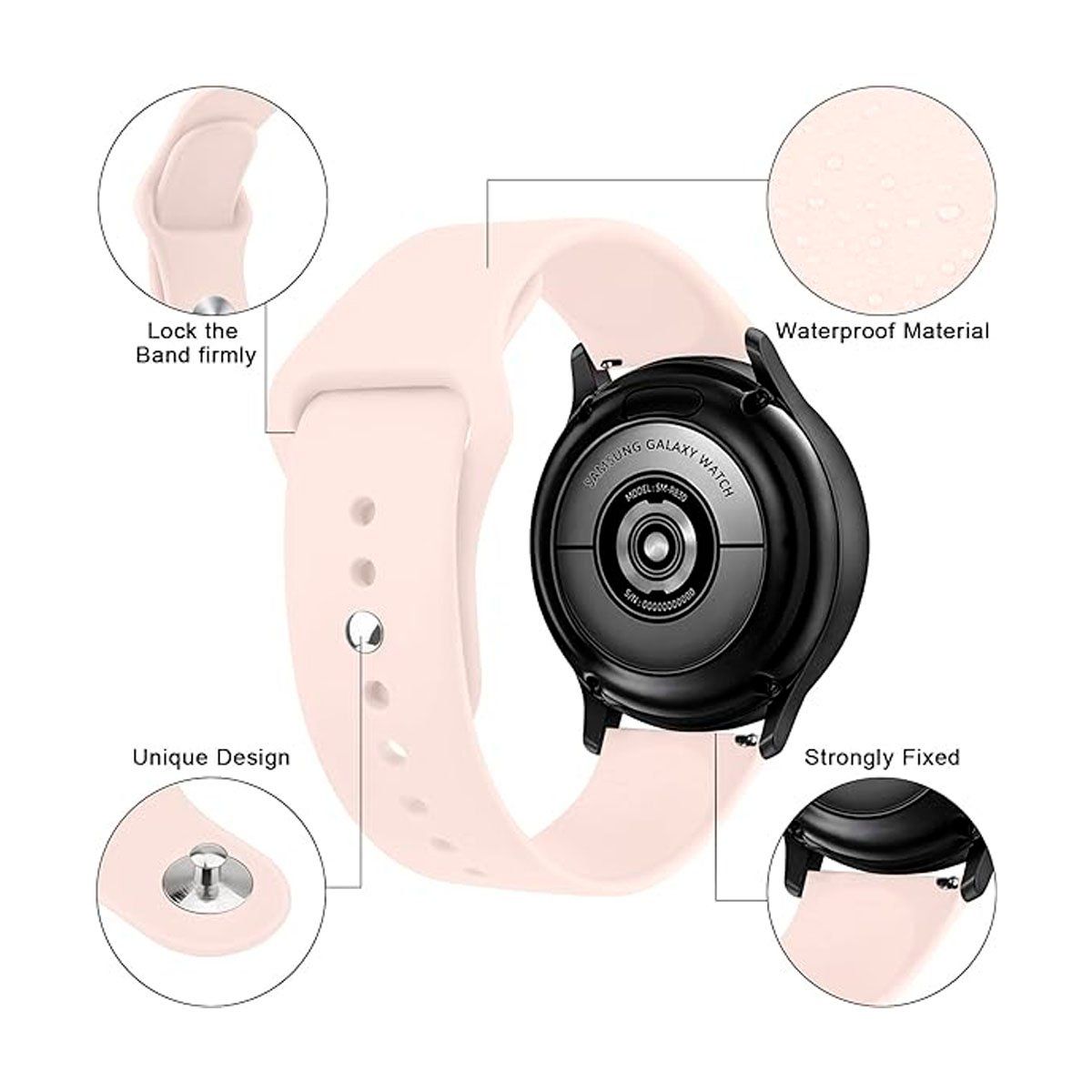 JOIGO - Correa de Goma Compatible Con Samsung Galaxy Watch 20mm Rosado.
